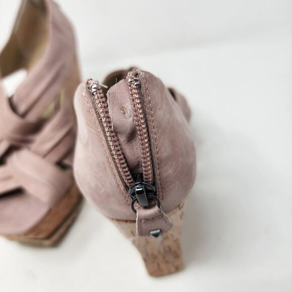 Lisa for Donald J. Pliner Platform Wedge Sameh Leather Back Zip Women Mauve 8.5M - Picture 15 of 15
